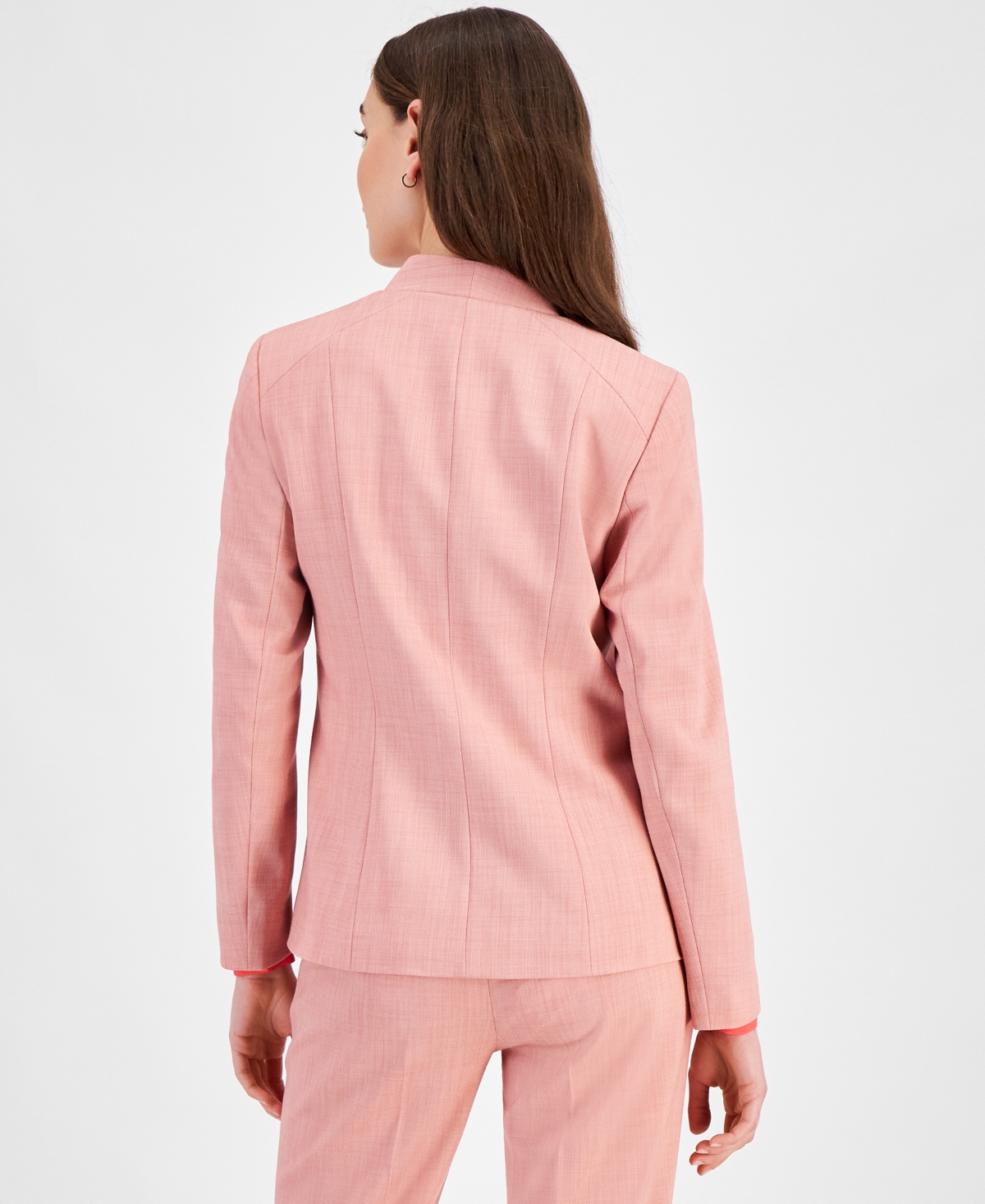 Shop Anne Klein Women's Twill Faux-lapel One-button Jacket In Red Pear,b