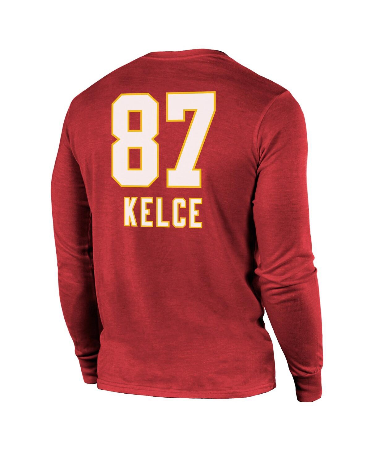 Shop Majestic Men's  Threads Travis Kelce Red Kansas City Chiefs Super Bowl Lviii Name And Number Tri-blen