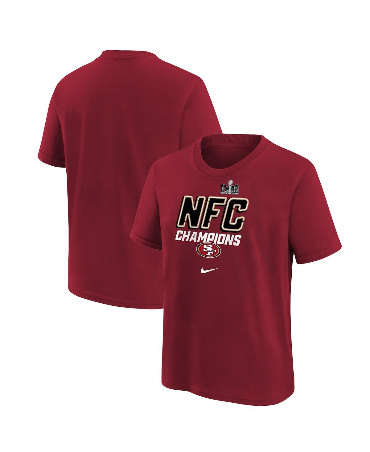 Shop Nike Big Boys  Scarlet San Francisco 49ers 2023 Nfc Champions Iconic T-shirt