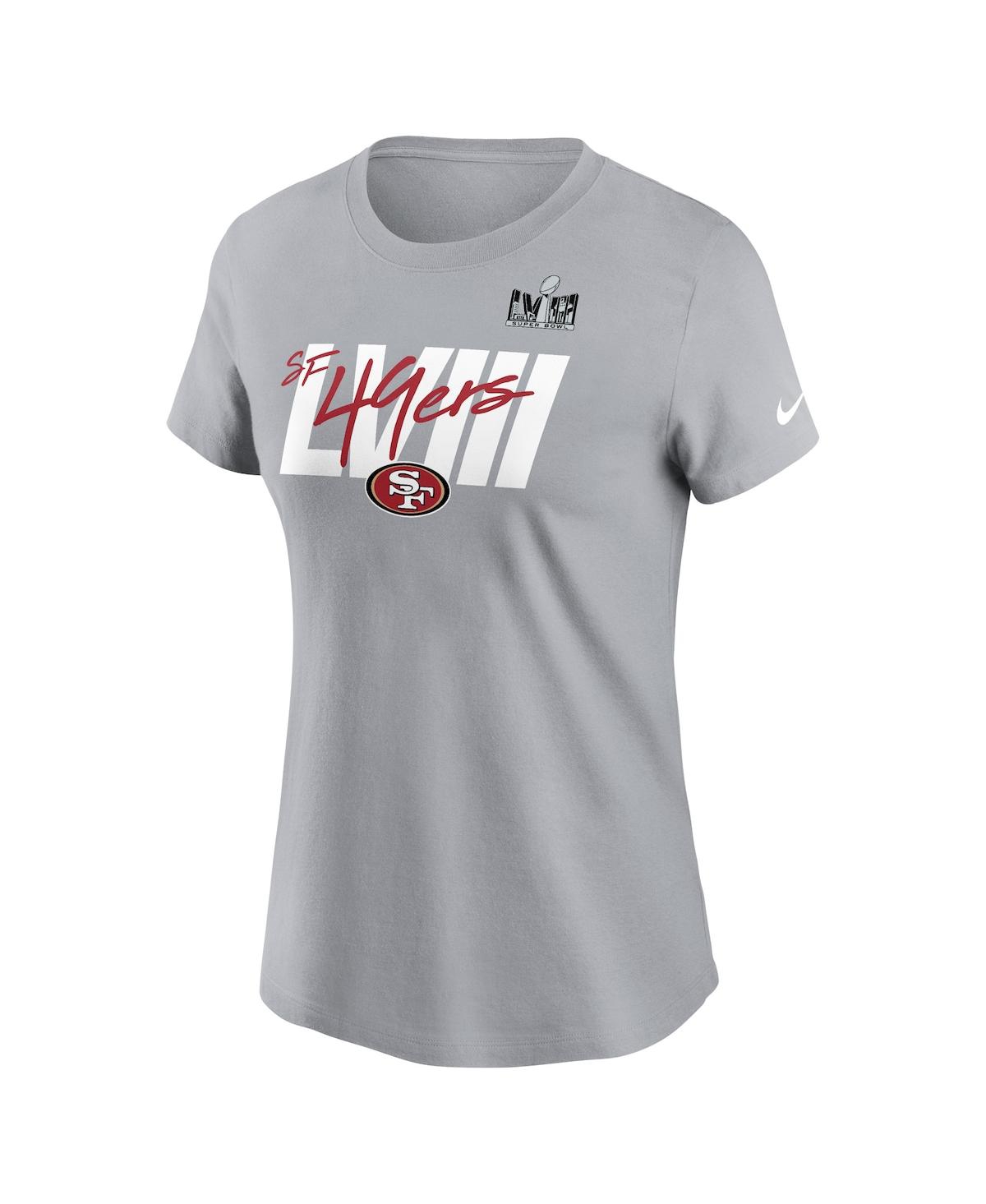 Shop Nike Women's  Gray San Francisco 49ers Super Bowl Lviii Specific Essential T-shirt