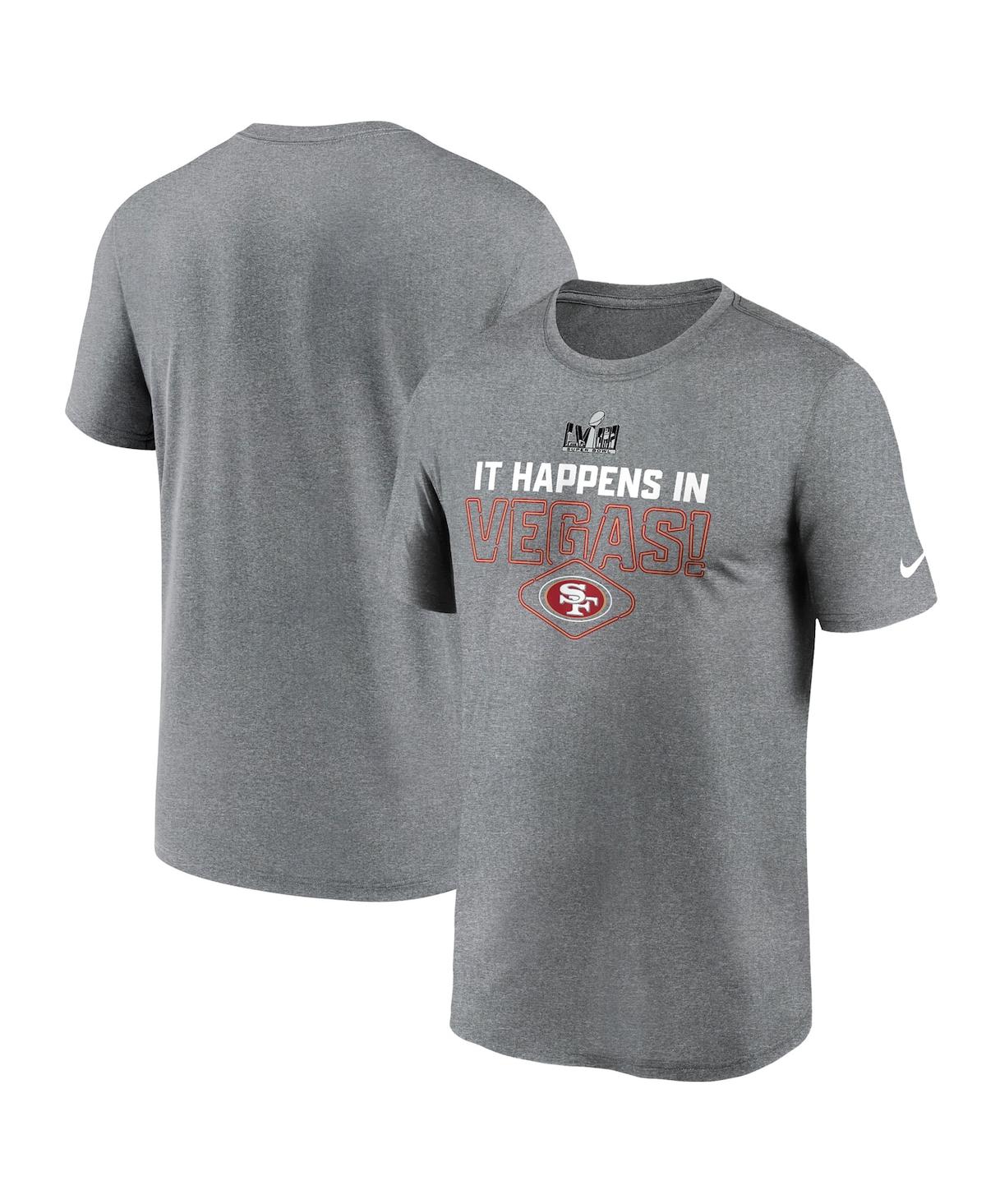 Shop Nike Men's  Heather Gray San Francisco 49ers Super Bowl Lviii Logo Lockup T-shirt