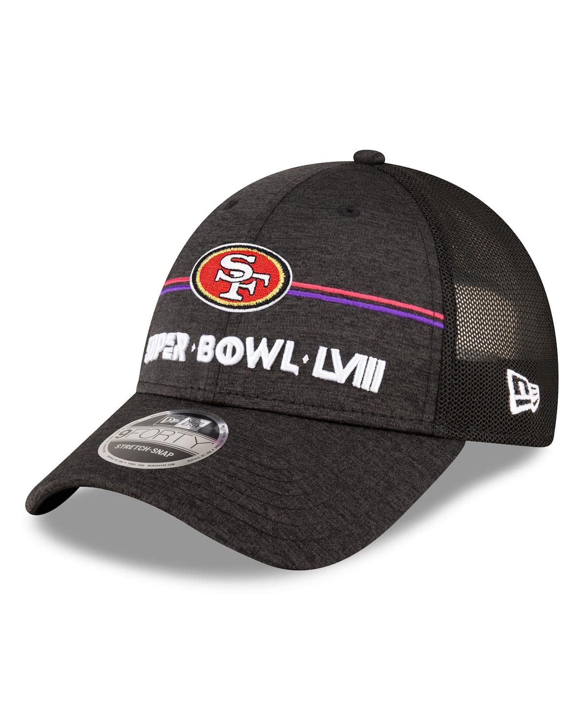 Men's New EraSan Francisco 49ers Super Bowl Lviii 9FORTY Trucker Adjustable Hat - Heather Black