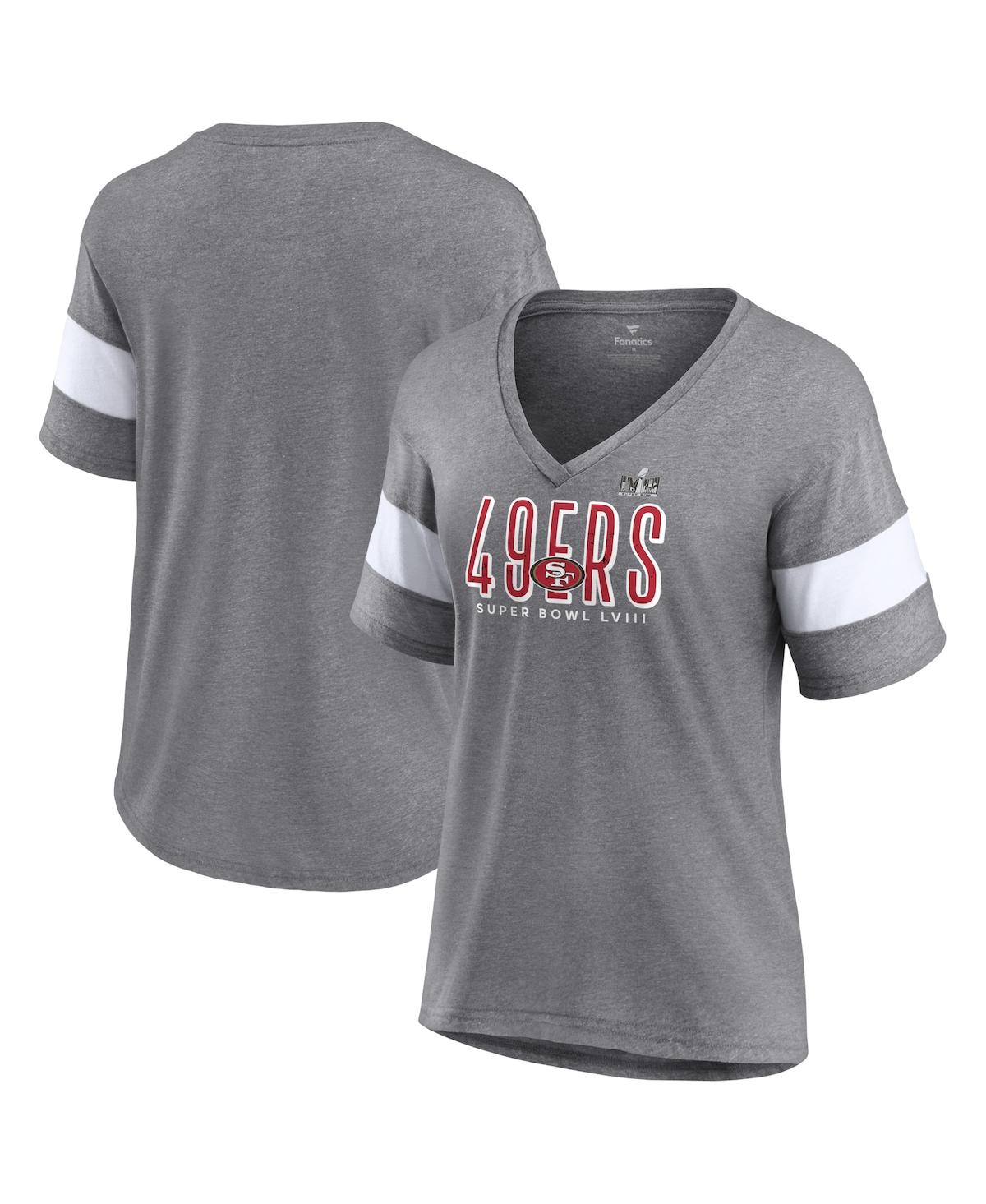 Fanatics Branded Heather Gray Philadelphia Eagles Super Bowl Lvii Raise The Bar Tri-blend Half-sleev In Heather Gray