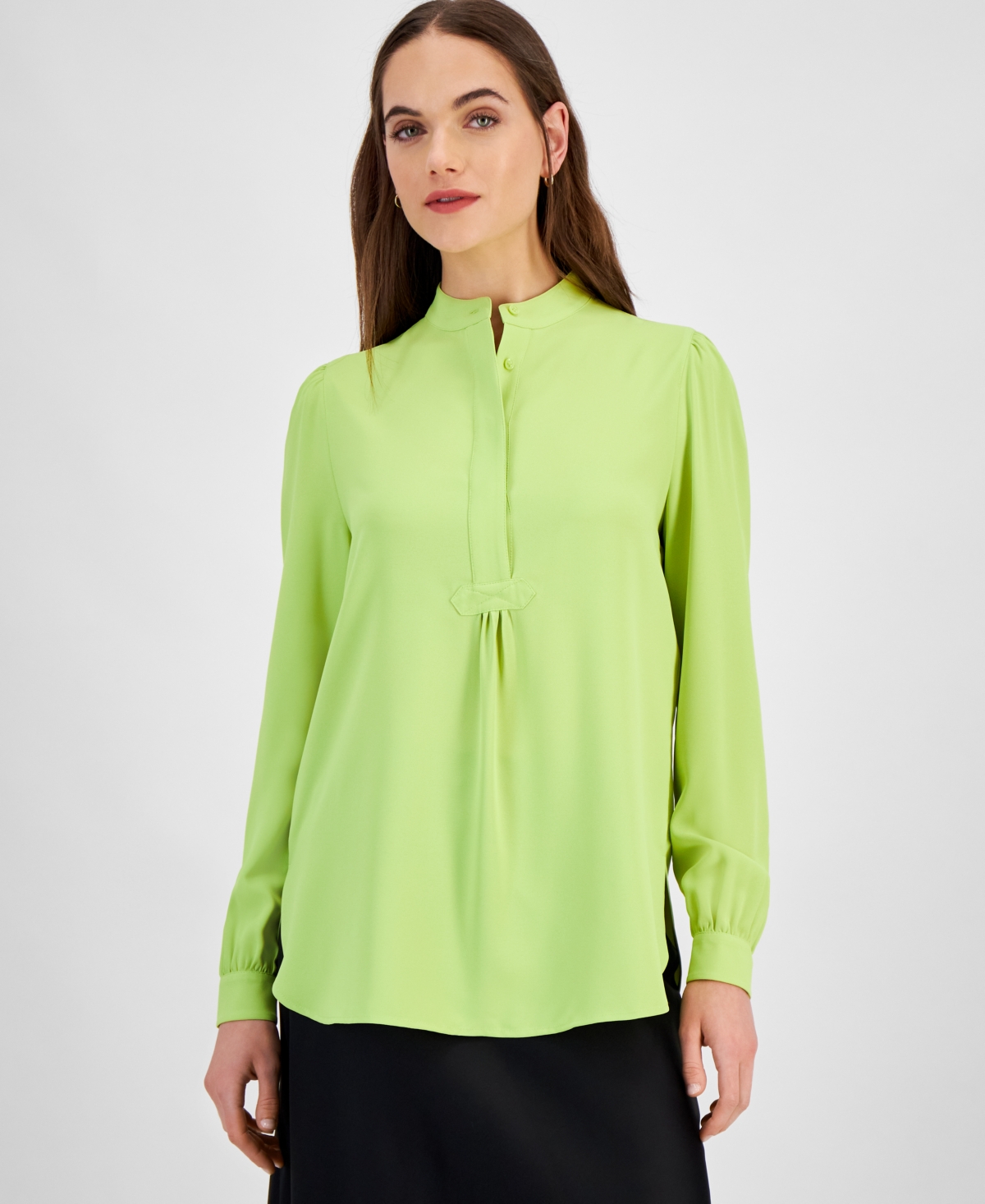 Women's Stand-Collar Button-Front Popover Tunic - Sprout