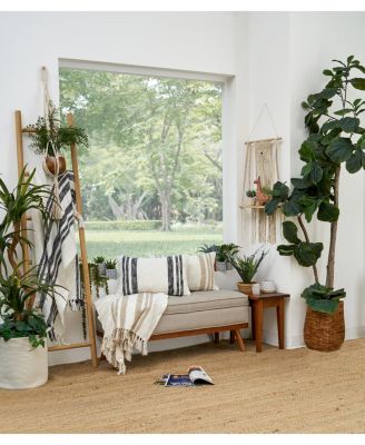 Morgan Dune Woven Striped Chambray Luxury Premium Spring & Summer Rectangle Accent Pillow, 14" x 22"