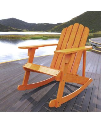 Kiawah Outdoor Patio Classic Acacia Wood Adirondack Rocking Chair, Dark Brown