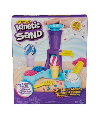 Soft Serve Station with 14 oz of Play Sand Blue, Pink and White ,2 Ice Cream Cones and 2 Tools