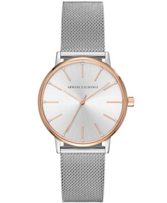 Armani Exchange Watch - Silvertone (Womens) Armani Exchange Silver-tone Stainless Steel Watch Black Dial main image 3