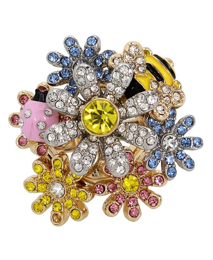 Betsey Johnson Faux Stone Daisy Cocktail Ring - Macy's