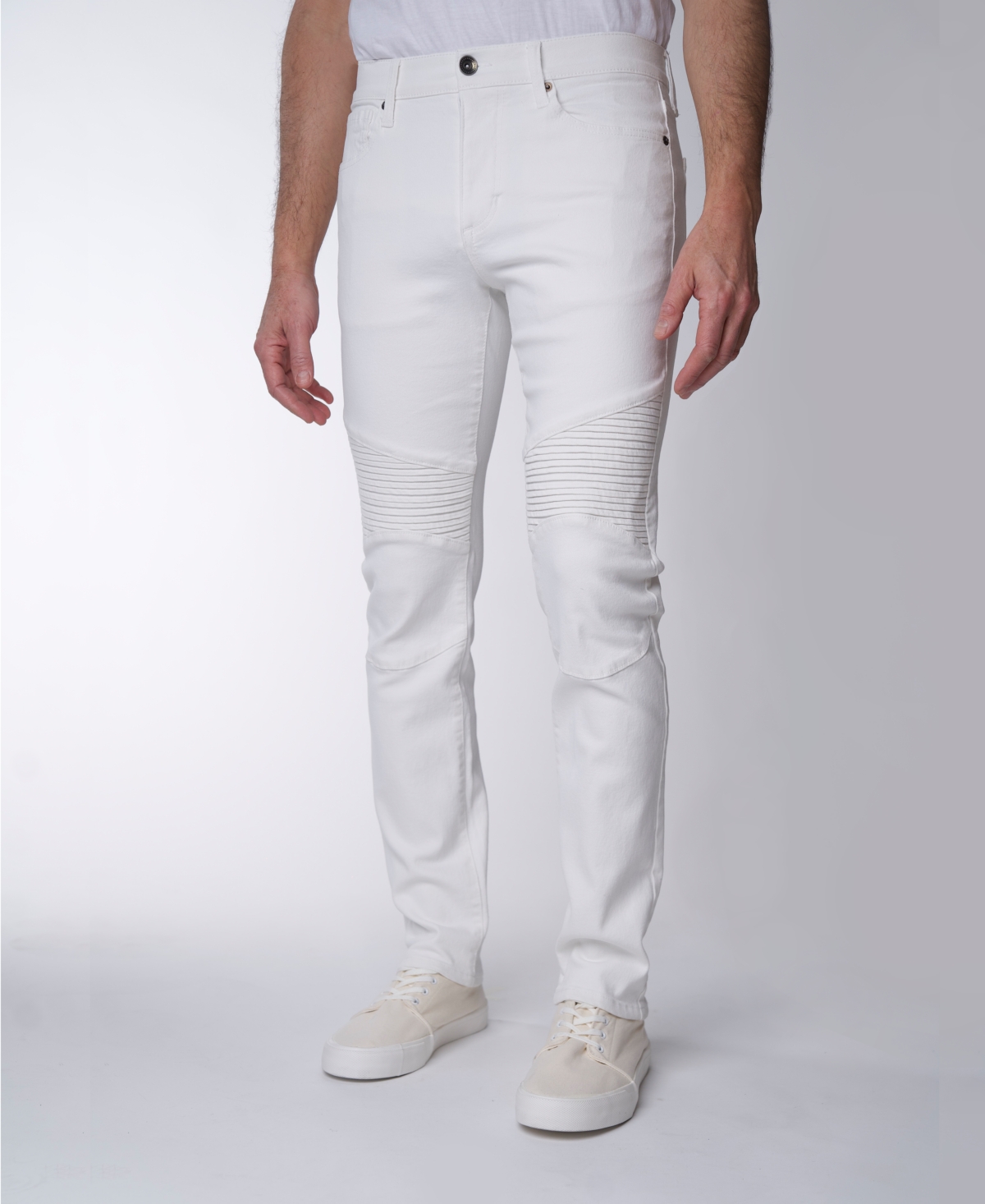 Shop Lazer Men's Skinny Fit Moto Stretch Jeans In White
