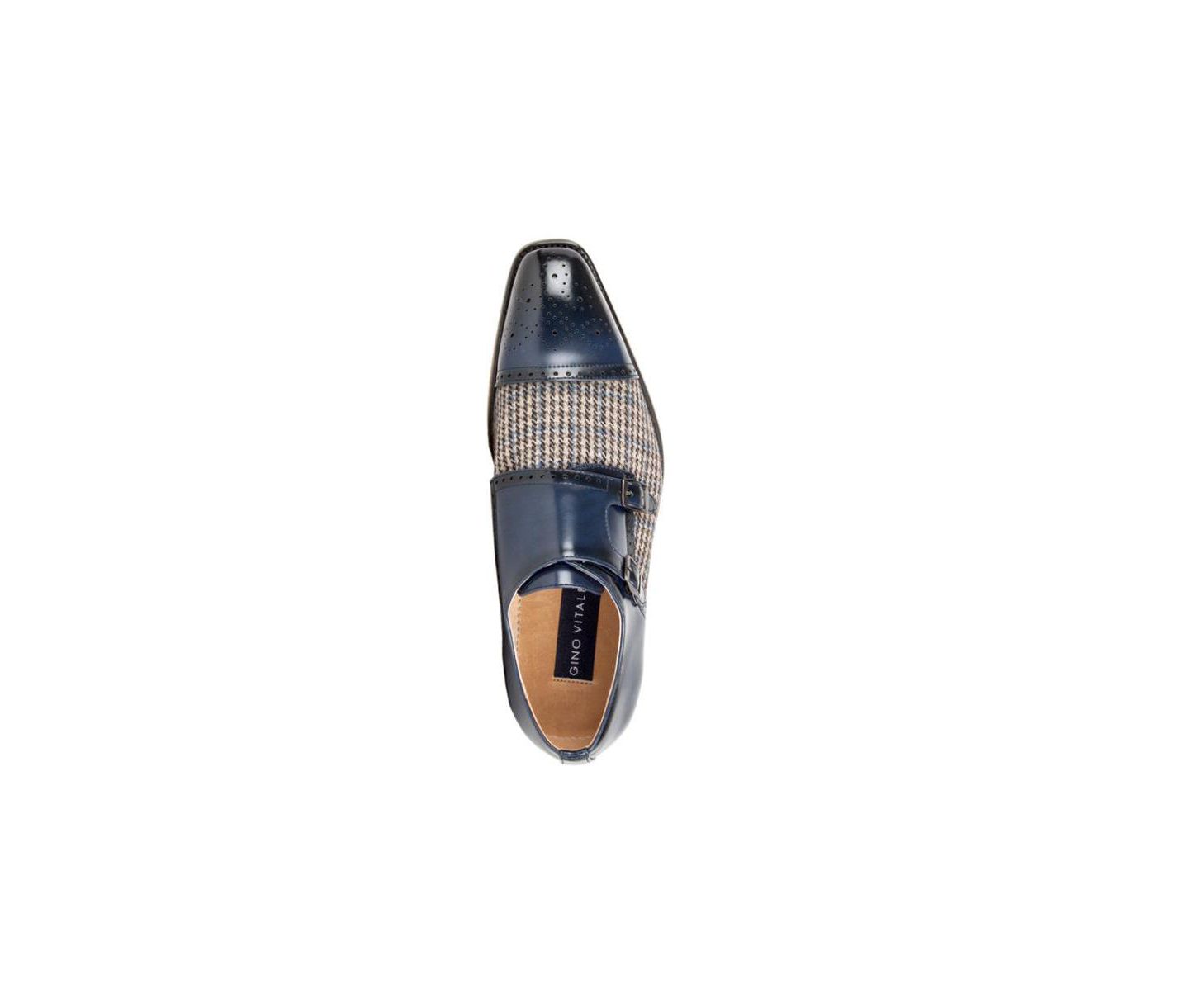 Обувь Gino Vitale Double Monk Strap Houndstooth Medallion Cap Toe Dress Shoes, цвет: Синий — фото 3