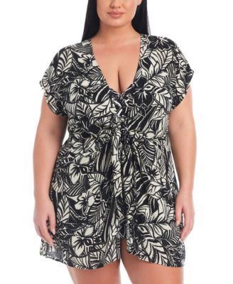 Bleu by Rod Beattie - Plus Size Ciao Bella Tie-Front Caftan Cover-Up