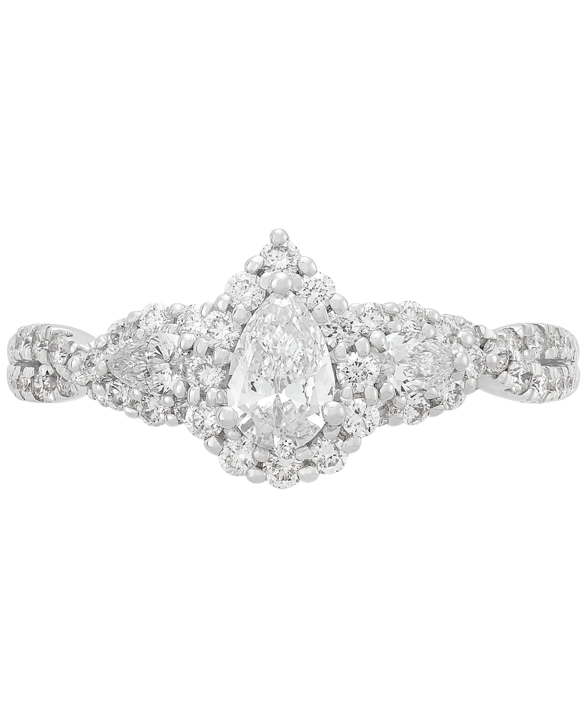Shop Macy's Diamond Pear Three Stone Engagement Ring (1 Ct. T.w.) In 14k White Gold