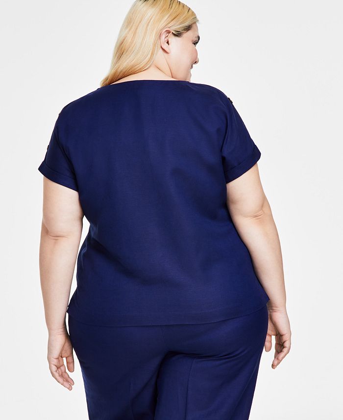 Jupe Crayon Forth & Towne Droite Pour Femme – Taille 6, Mélange Lin Et Coton, Boutonnage Devant, Doublée, Gris/noir