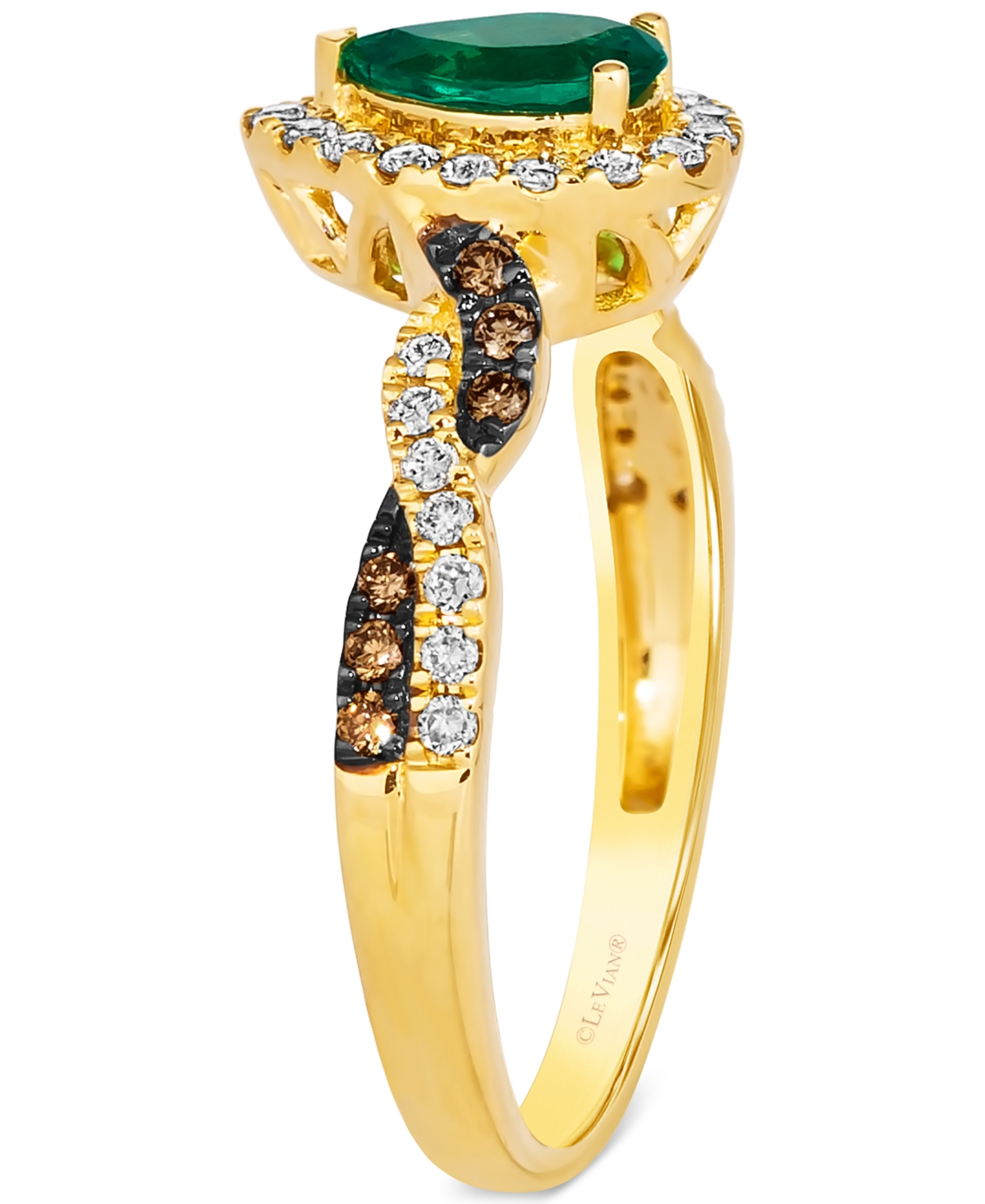 Shop Le Vian Costa Smeralda Emeralds (3/8 Ct. T.w.) & Diamond (1/3 Ct. T.w.) Pear Halo Ring In 14k Gold In No Color