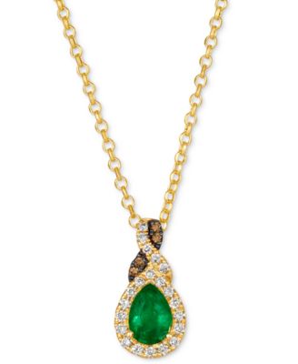 Le Vian - Costa Smeralda Emeralds (1/2 ct. t.w.) & Diamond (1/5 ct. t.w.) Pear Halo 19" Pendant Necklace in 14k Gold