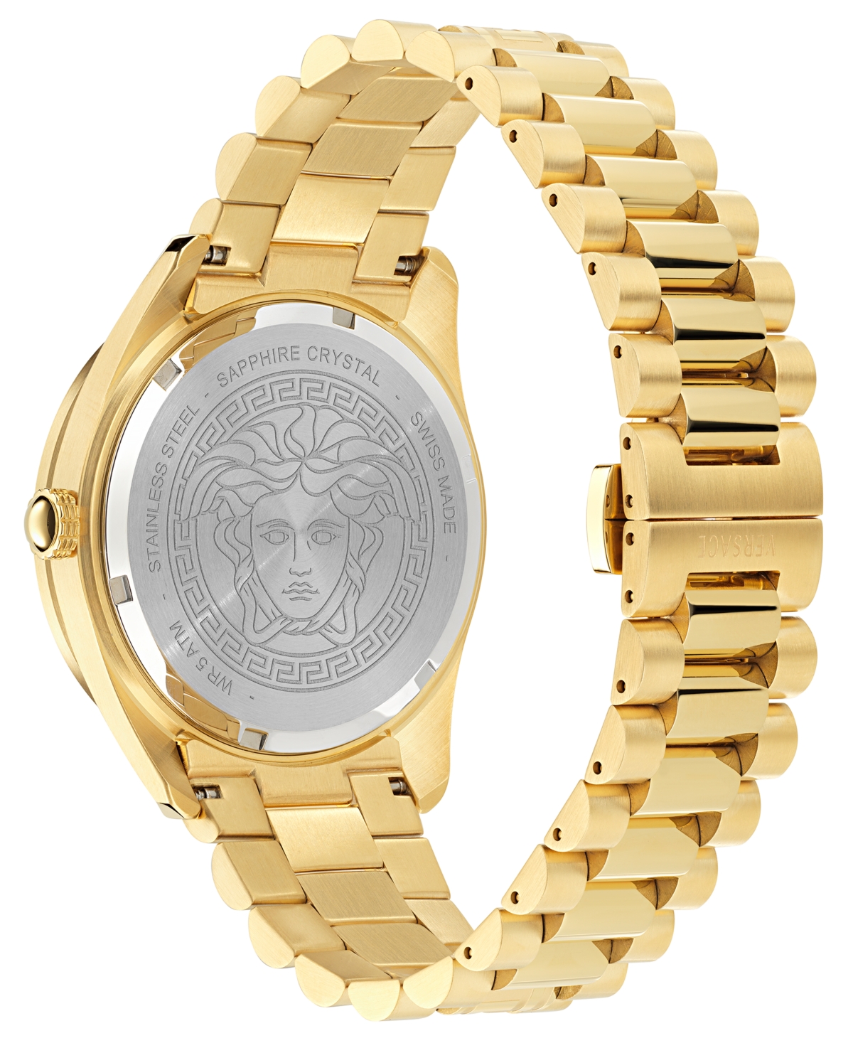 Shop Versace Men's Swiss Gold Ion Plated Stainless Steel Bracelet Watch 42mm