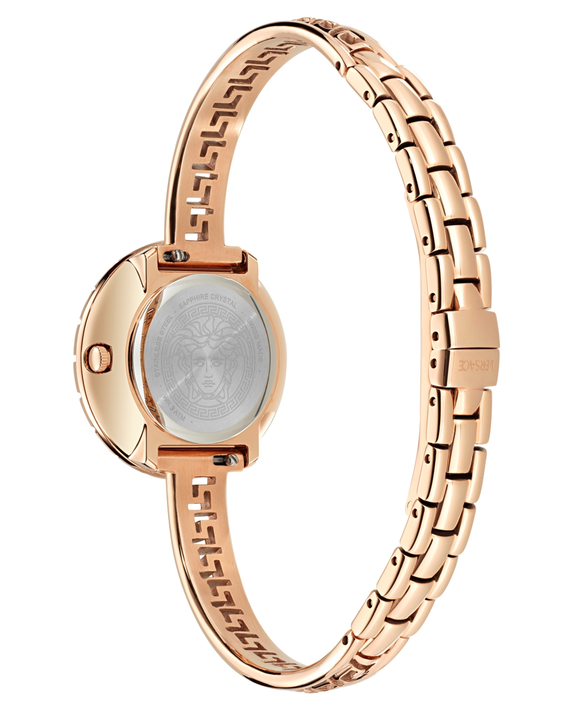 Shop Versace Women's Swiss Rose Gold Ion Plated Stainless Steel Bangle Bracelet Watch 28mm In Rosegold