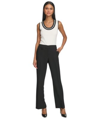 Karl Lagerfeld Women's Mid-Rise Crease-Front Bootcut Pants