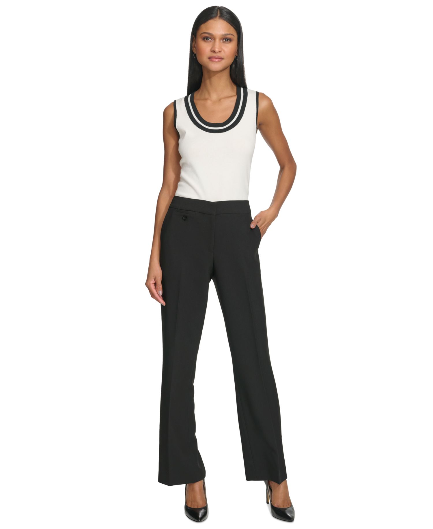 Women's Mid-Rise Crease-Front Bootcut Pants