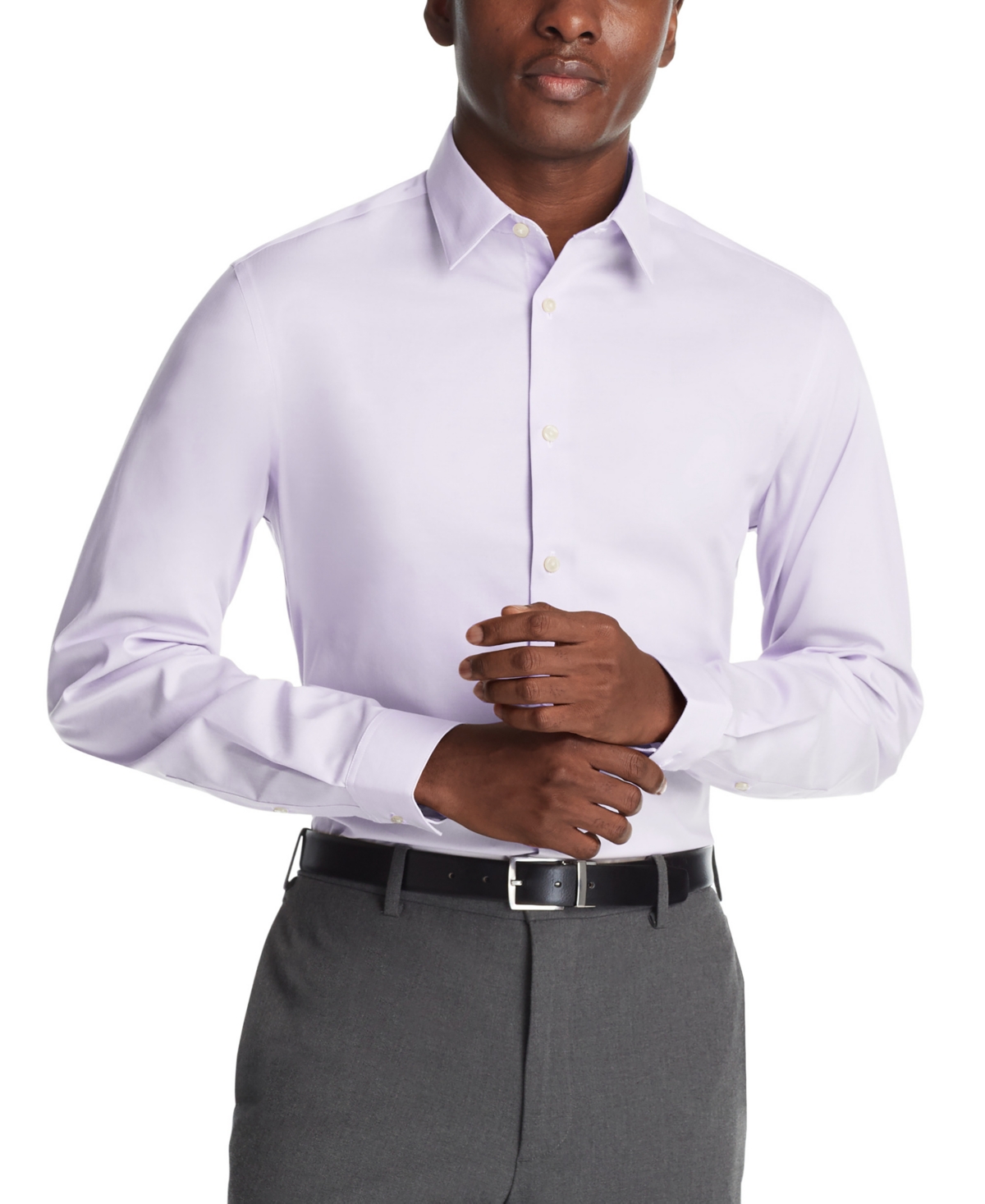 Shop Calvin Klein Men's Steel Plus Slim Fit Modern Pin Cord Dress Shirt In Lilac