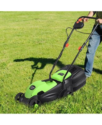12 Amp 14-Inch Electric Push Lawn Corded Mower With Grass Bag