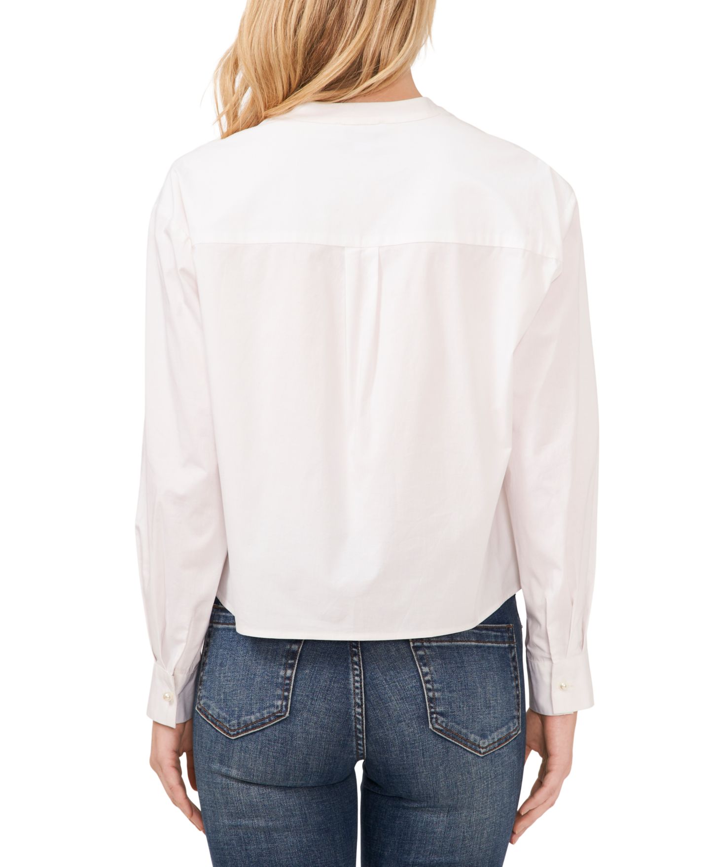 Женская блузка CeCe Ruffled Button-Front Long-Sleeve Cropped, цвет: Белый — фото 2