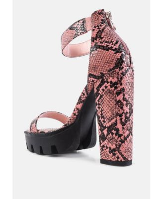 Womens Rattle Chunky High Block Heel Sandals