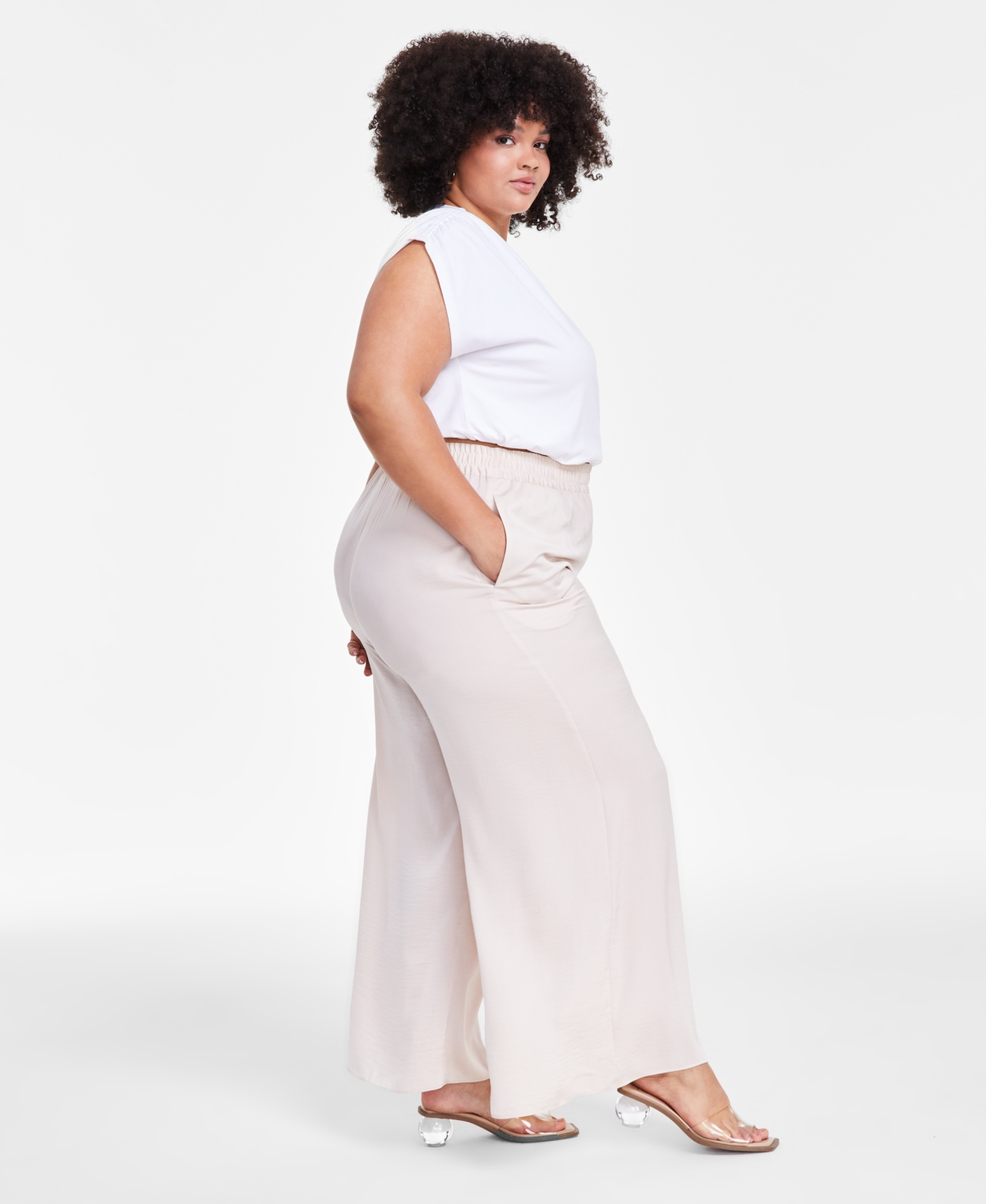 Bar Iii Trendy Plus Size Pull-On Wide-Leg Pants, Created for Macy's