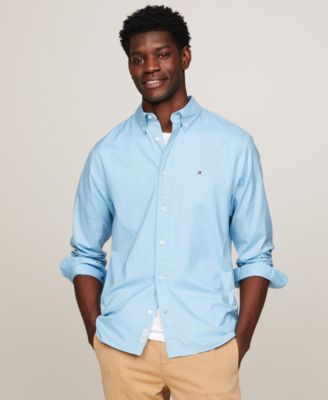 Tommy Hilfiger Men's Poplin Long Sleeve Button-Down Shirt - Macy's