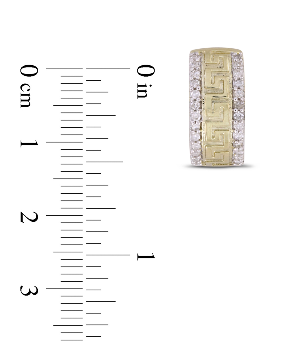 Men's Diamond Greek Key Small Huggie Hoop Earrings (1/5 ct. t.w.) in 10k Gold,