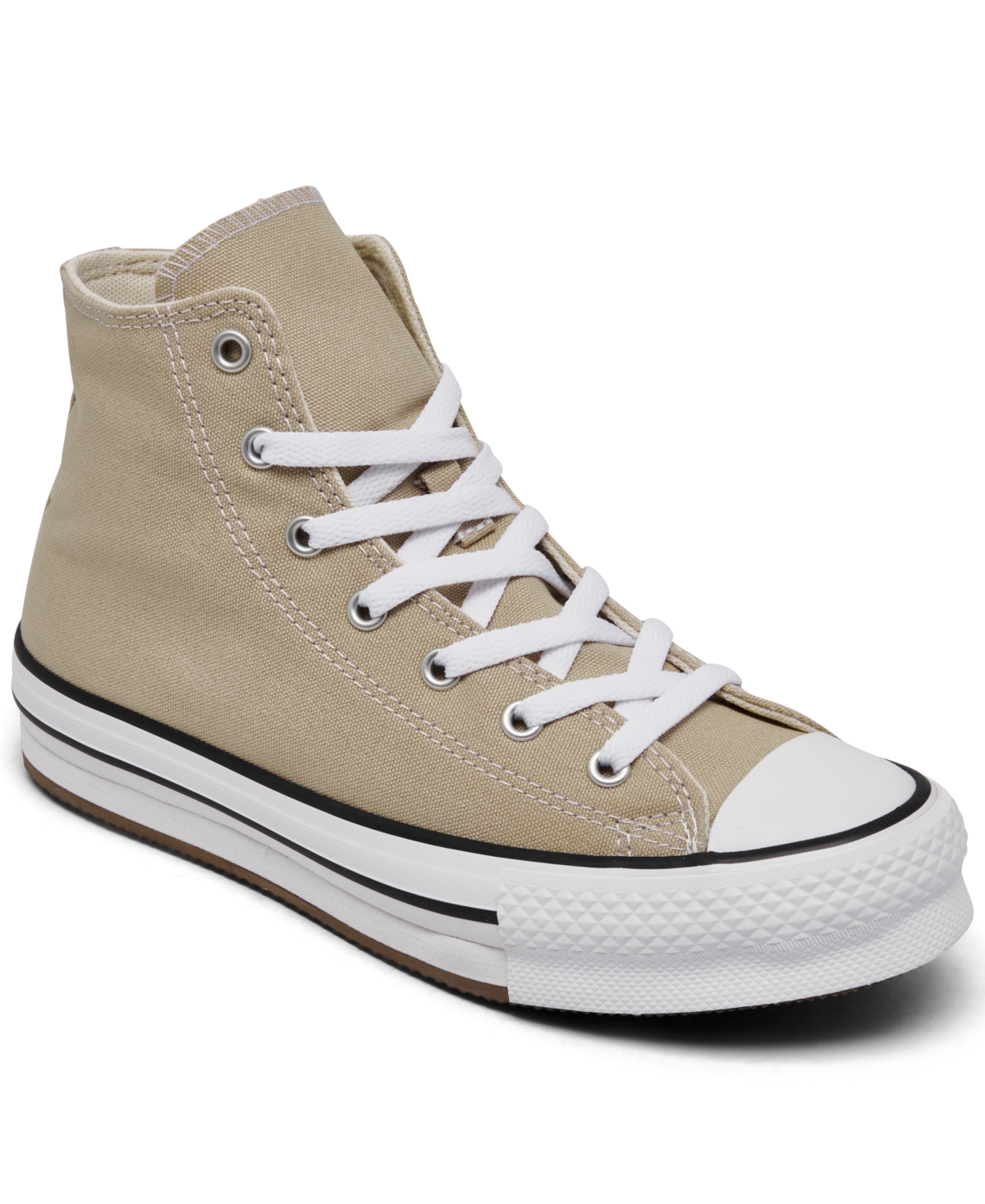 Shop Converse Big Girls Chuck Taylor All Star Lift Platform High Top Casual Sneakers From Finish Line In Nutty Granola,white