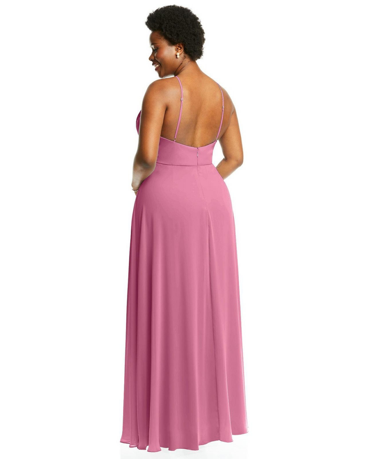 Lovely Plus Size Diamond Halter Maxi Dress with Adjustable Straps