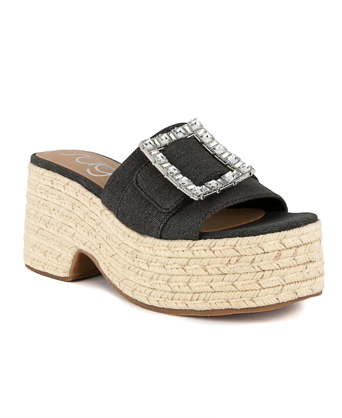 Women's Remote Embellished Buckle Espadrille Sandals - Black