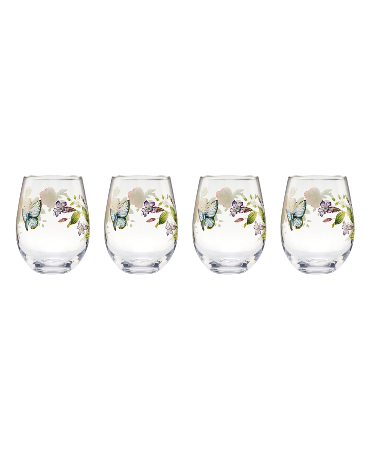 Shop Lenox Butterfly Meadow Stemless Wine Glasses, Set Of 4 In Multi