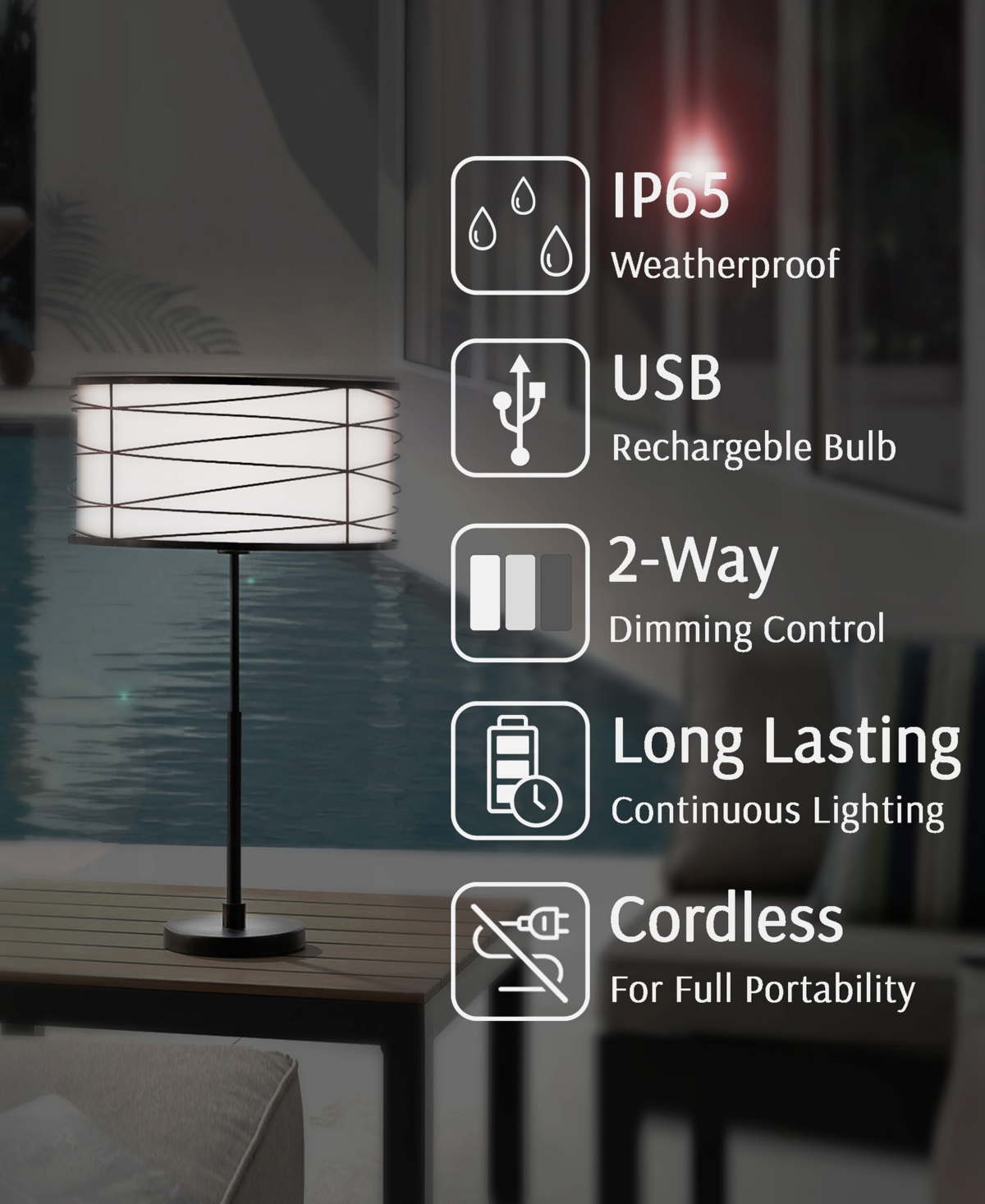 Shop Lite Source Outdoor Cordless Lumiere Table Lamp In Black