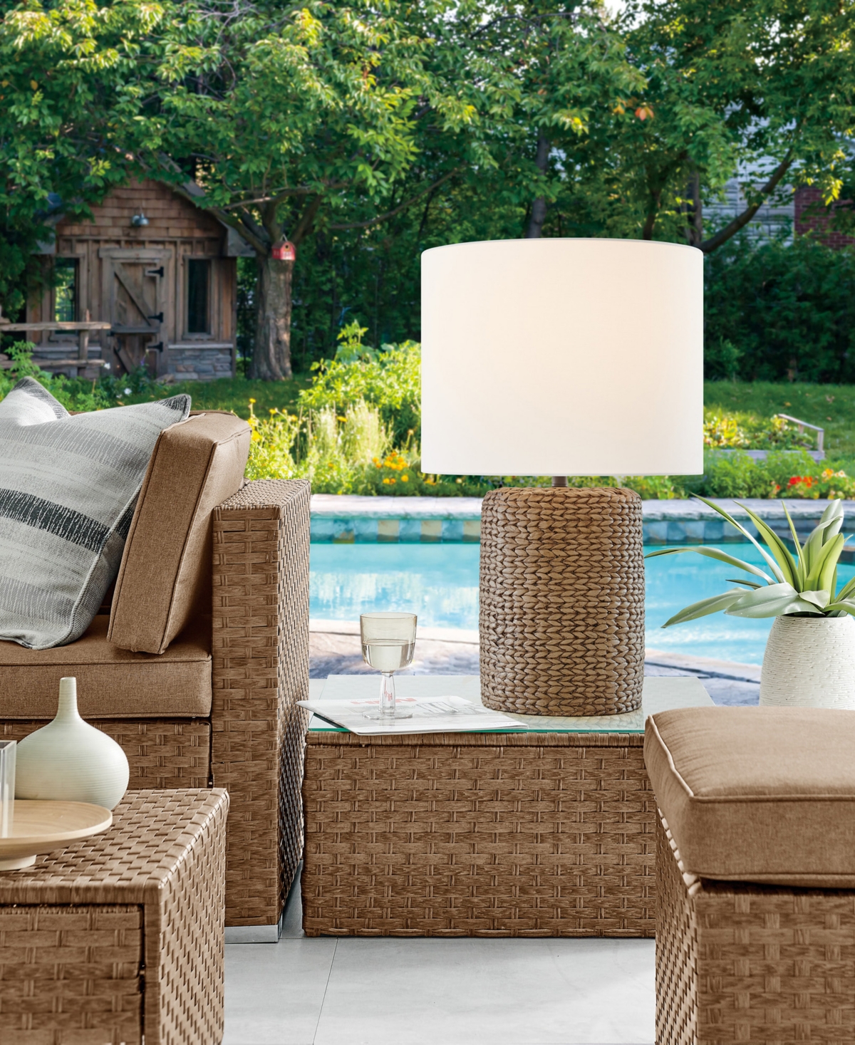 Lite Source Outdoor Cordless Sujay Table Lamp In Brown