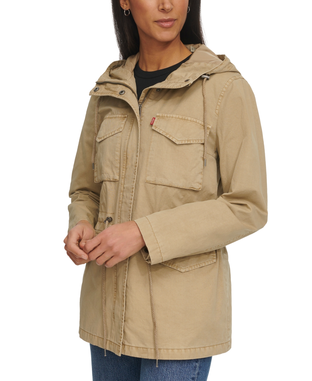 Levi s Women s Lightweight Washed Cotton Military Jacket Olive Night Smart Closet