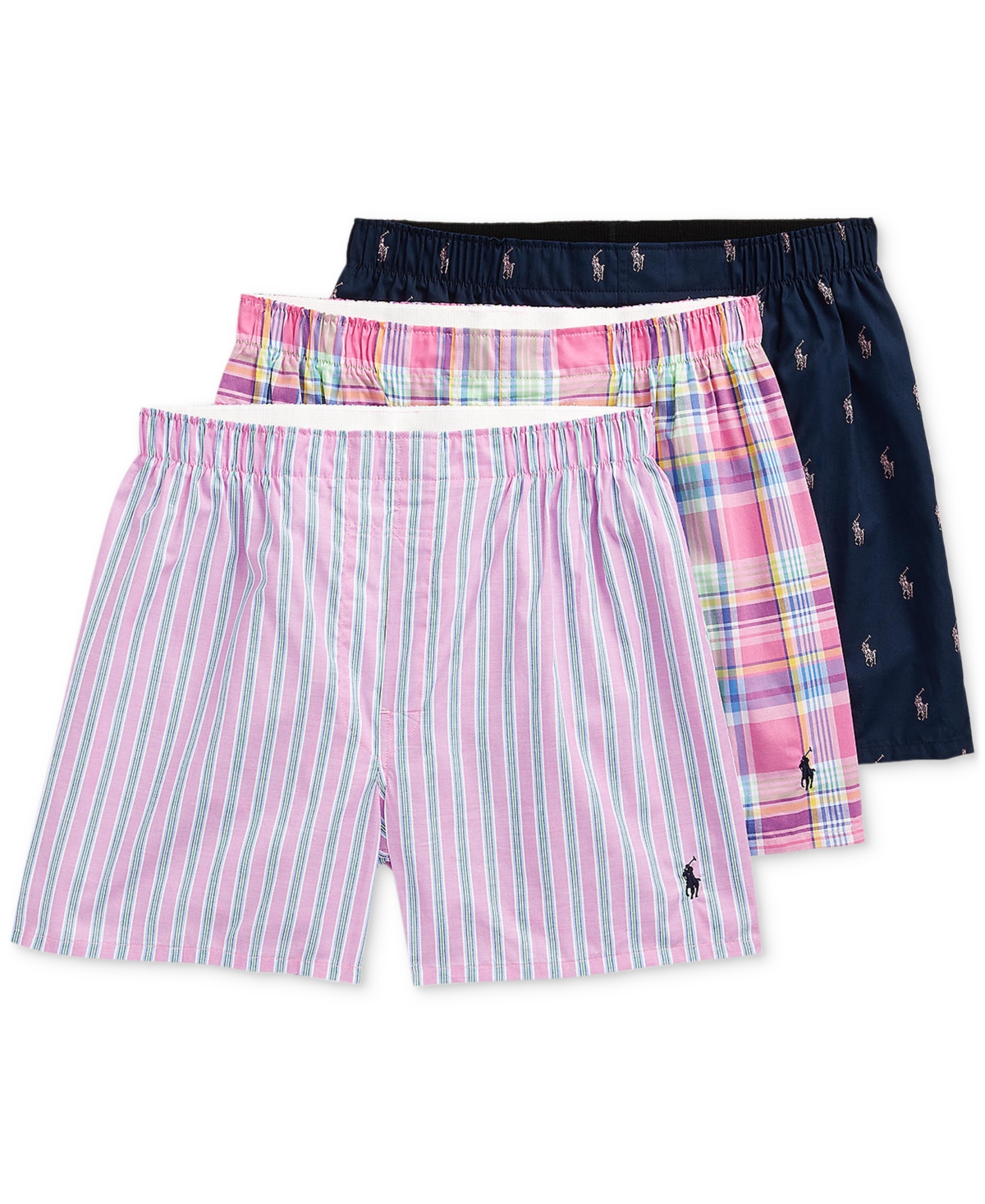 Polo Ralph Lauren Men's 3-pk. Classic-fit Cotton Woven Boxers In Pink Assorted
