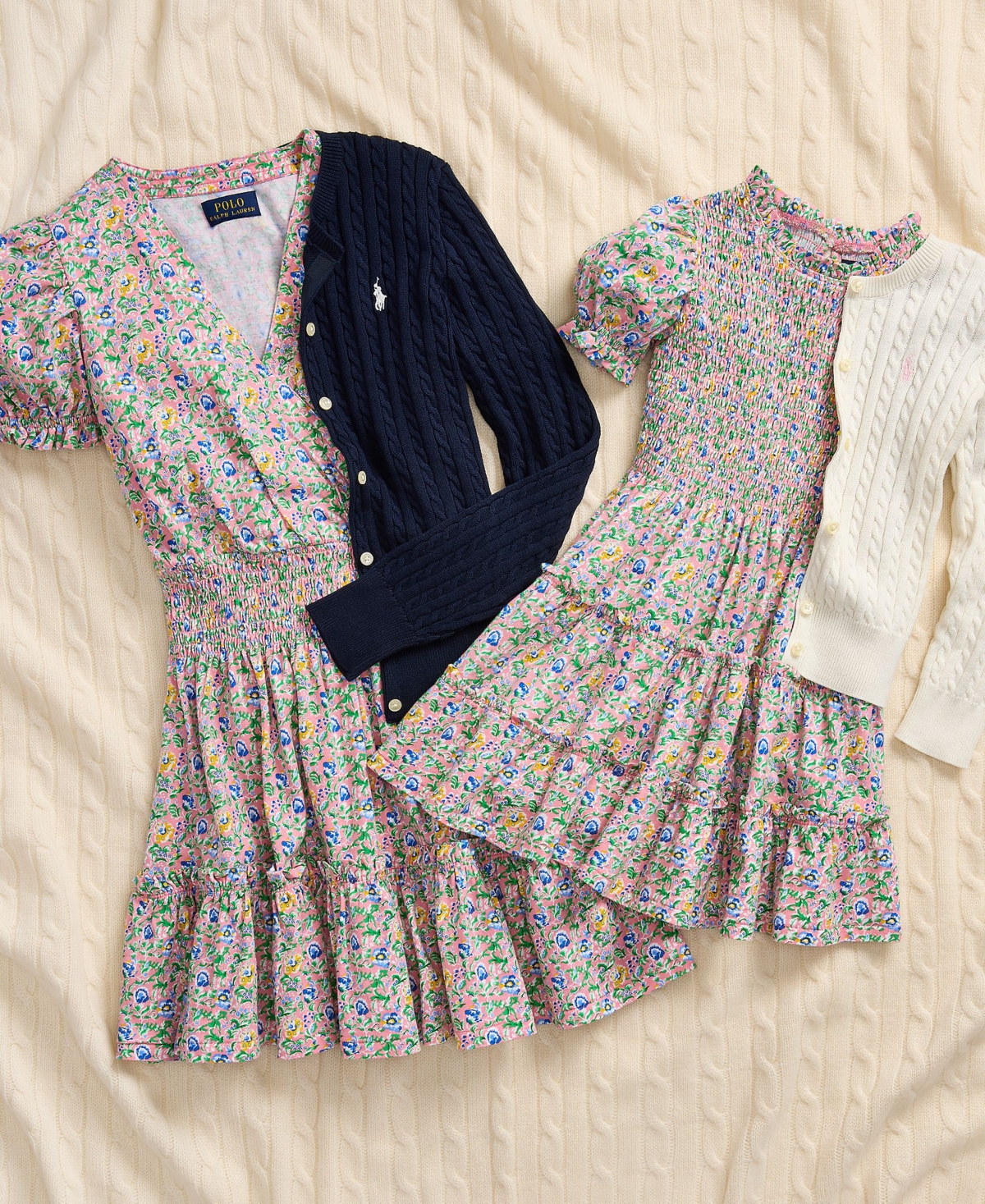 Polo Ralph Lauren Big Girls Floral Faux-Wrap Cotton Jersey Dress - Vista Blue