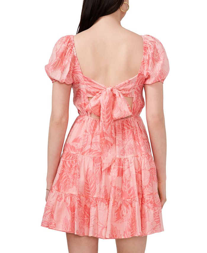 Allegra K Women's Floral Sweetheart Neck Mini Dress - Puff Sleeve, Fit & Flare, Light Blue - View #11