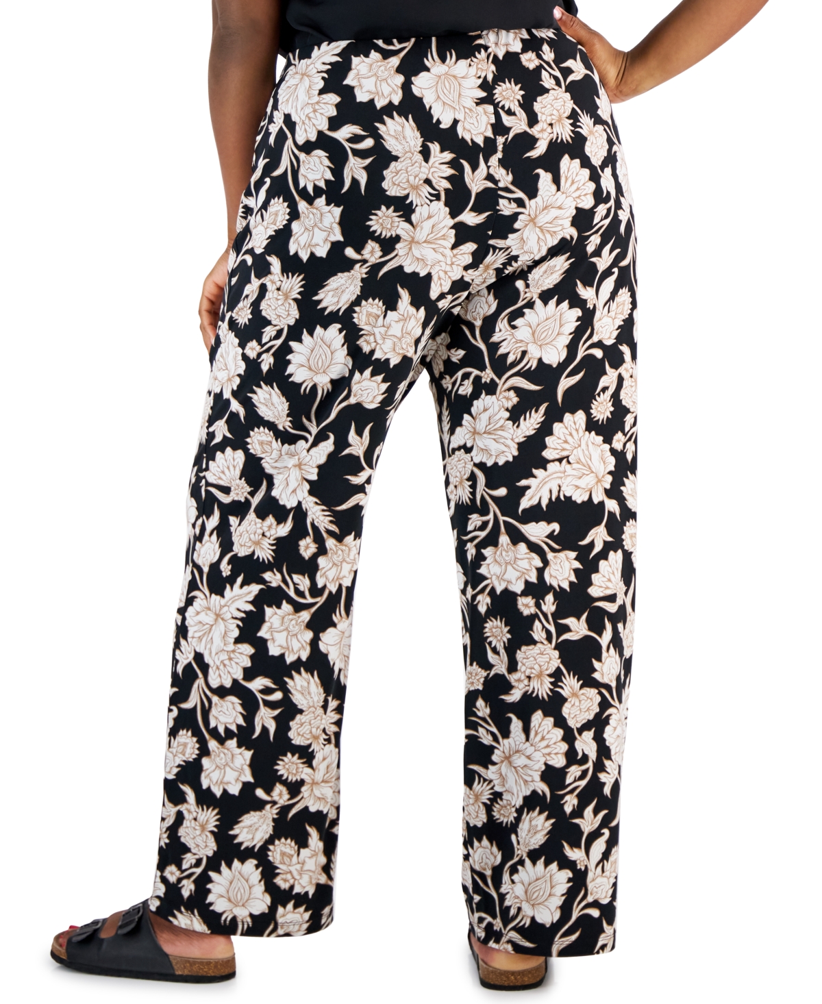 Jm Collection Plus Size Elena Printed Wide-Leg Pants, Created for Macy's