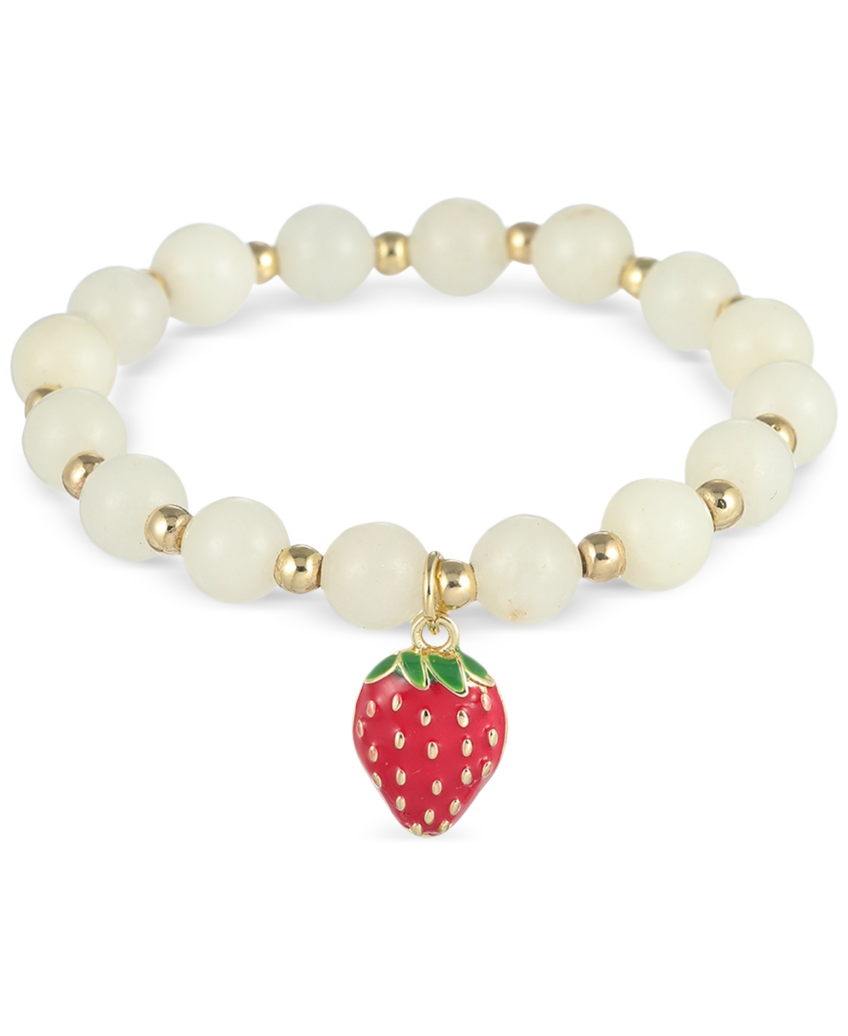 Shop Macy's Flower Show Kid's Beaded Stretch Strawberry Charm Bracelet, Created For  In White