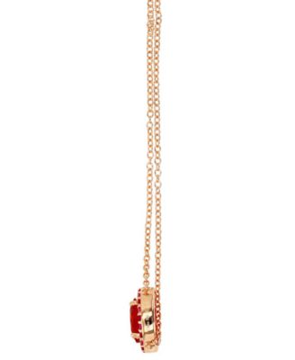 Lab-Grown Ruby (1-7/8 ct. t.w.) & Lab-Grown Pink Sapphire (1/10 ct. t.w.) Oval Halo 18" Pendant Necklace in 14k Rose Gold-Plated Sterling Silver