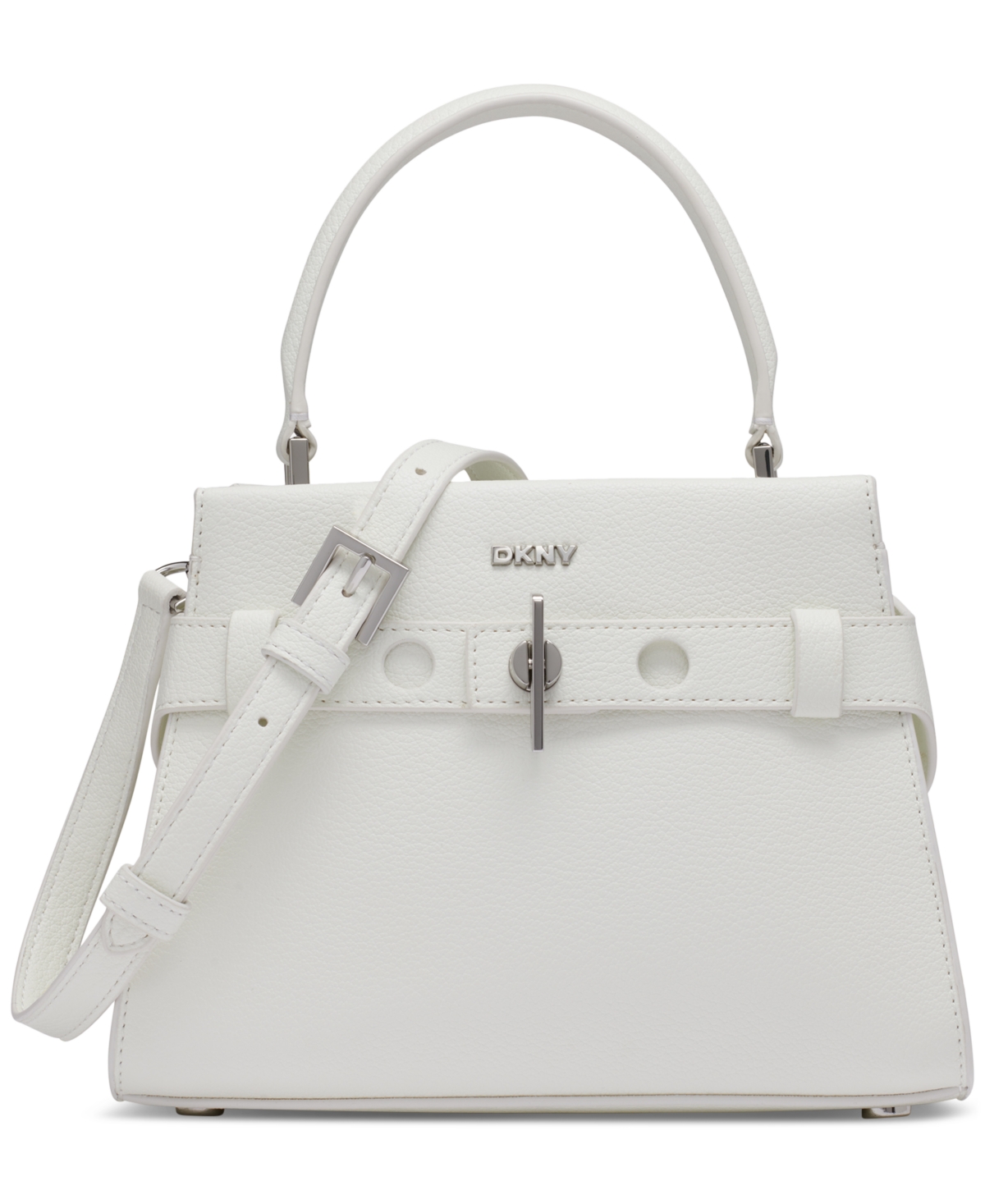 Dkny Bleeker Small Leather Satchel In Optic White