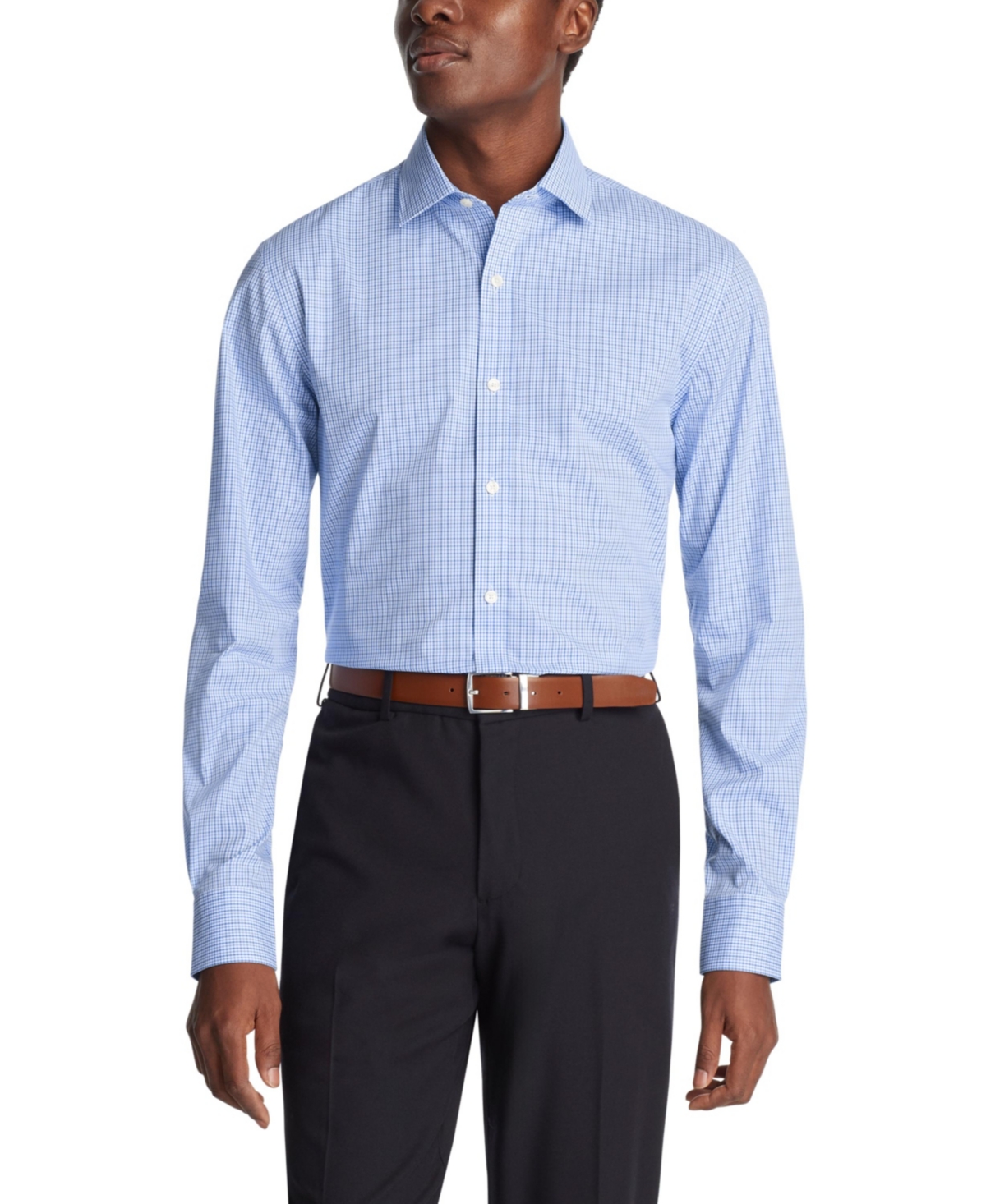 Tommy Hilfiger Men's Flex Essentials Wrinkle Resistant Stretch Dress Shirt In Th Jab Blue