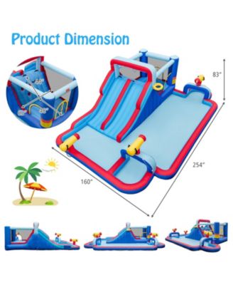 Inflatable Bounce House with 2 Water Slides and 3 Water Cannons with 950W Blower