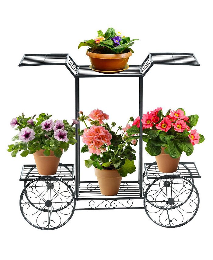SUGIFT 6-Tier Garden Cart Flower Rack Display Decor Pot Plant Holder ...