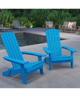 Set Of 2 Riviera Poly Resin Folding Adirondack Lounge Chair - All-Weather Indoor/Outdoor Patio Chair