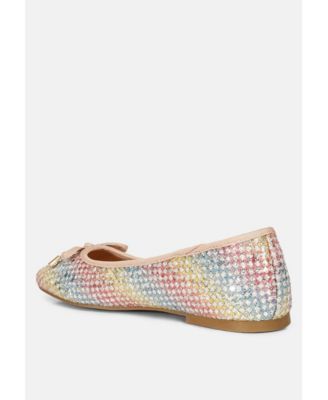 Womens Glitter Faux Leather Flat Ballerinas